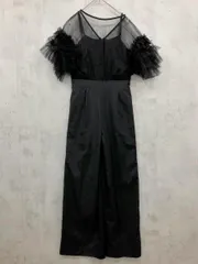kana カナ 101-107-0015 チュールティアードフリル ハイウエスト パンツ ドレス オールインワン sizeM/黒 ■■◎レディース