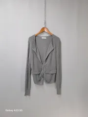 Vネック グレー ニット カーディガン