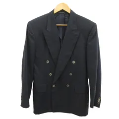 ランバン LANVIN ジャケット 上着 ウール M 背抜き 紺 ネイビー 無地 ダブルブレスト 長袖 /NP ■GY59