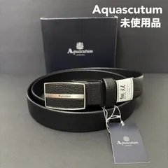 Aquascutum　アクアスキュータム 　レザーベルト　無双　日本製　穴無しタイプ　全長約113cm 　未使用タグ付き 　箱付きのサムネイル
