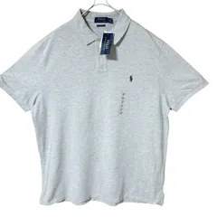 CHM POLO RALPH LAUREN ポロシャツ 半袖 ワンポイント刺繍 ポニー グレー CUSTOM SLIM FIT コットン100% XXLサイズ メンズ レディース ユニセックス 古着