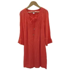 ダイアンフォンファステンバーグ DIANE von FURSTENBERG ワンピース ひざ丈 0 オレンジ 七分袖 リボン /SM33 ■ECE004