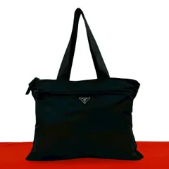極 美品 PRADA プラダ 三角ロゴ プレート 金具 テスート ナイロン トートバッグ ハンドバッグ セミ ショルダーバッグ ブラック 03683