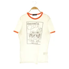 ディースクエアード DSQUARED2 Tシャツ カットソー ダメージ加工 リンガー ビンテージ 双子 M ホワイト オレンジ ブラウン /ES ■GY62
