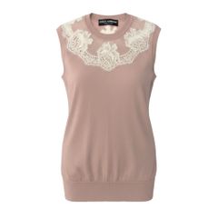 DOLCE&GABBANA ノースリーブニット レース Dolce & Gabbana ノースリーブニット ピンク カシミアシルク - メルカリ