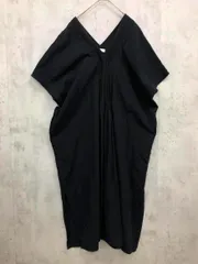 niko and ニコ アンド リネン混 サイドスリット 両Vネック ワンピース size3/黒 ■◆ レディース
