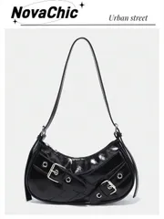 バッグ レディース ショルダーバッグ 1個 PU レザー製 ファッション ゴシック 肩掛けバッグ ユニークなリベット装飾、ビンテージスタイル、デイリーユース向け、クレセントムーンデザイン レディース
