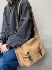 バッグ メンズ ショルダーパック レトロ ソリッドカラーキャンバス ショルダーバッグ、モモの木 クリスマス、男性用バッグ、バケーション トラベルエッセンシャル、父の日プレゼント、メンズサイドバッグ、クロスボディバッ