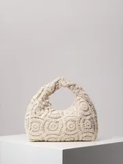 バッグ レディース ハンドルバッグ 花柄 編み込み クロシェバッグ、ボヘミアンビーチバッグ レディース、プレミアムスタイル プリーツハンドバッグ、ホリデーカジュアル財布、ホリデーエッセンシャル (柄はランダム)