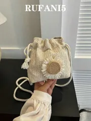 バッグ レディース ショルダーバッグ 軽量、ポータブル、クラシック、カジュアル、ファッショナブルなソリッドカラーのミニクロスボディバッグ、巾着開閉と小さなデイジーの飾り付き、シンプルな通勤とデートに 10代の女の子