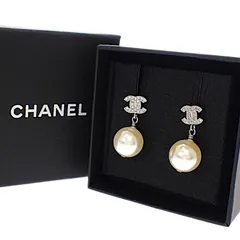 シャネル CHANEL CC ココマーク パール ピアス 保存箱付属 メタル フェイクパール シルバー レディース【中古】【ABランク】