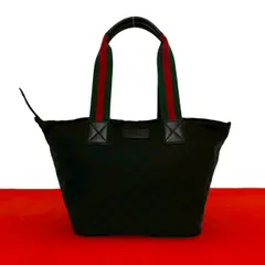 極 美品 GUCCI グッチ シェリーライン GGキャンバス ナイロン レザー 本革 トートバッグ ハンドバッグ ブラック レッド グリーン 68548