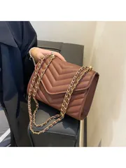 バッグ レディース ショルダーバッグ 軽量、ポータブルな新しいデザイン、大容量の女性用ショルダーバッグ、メタリック装飾付きクロスボディチェーンストラップ、ファッション＆カジュアルファッション、スタイリッシュ、10代