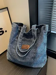 バッグ レディース トートバッグ デニムショルダーバッグ、ヴィンテージ大容量ハンドバッグ、レディースファッショントートバッグ&ショッピングバッグ、レトロデニム財布、デニムガールスタイルに最適