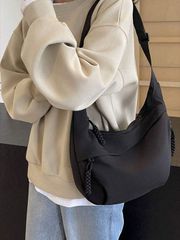 Men's Shoulder Pack, 1pc, Plain Corduroy Fabric, Multi-purpose Sports & Leisure Mini Chest Bag, Shoulder Bag, Waist Bag, Body Bag, Student Commuting, School Supplies, Gift, Autumn/Winter Men's Bag, Belt Bag