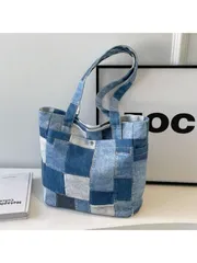 バッグ レディース トートバッグ デニム風キャンバストートバッグ、複数ポケット、女性用ショルダーバッグ、ハンドバッグ、おしゃれなデニムリュック