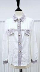 Ellno Loset】ジャガードレイヤードクレリックチャイナシャツ ホワイト 