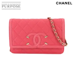 未使用 展示品 シャネル CHANEL CCフィリグリー チェーン ウォレット 長財布 キャビアスキン ピンク A84451 ゴールド 金具 90322588