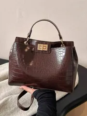 バッグ レディース ハンドルバッグ 多機能通勤バッグ、ファッション女性用ハンドバッグ、エレガントなショルダーバッグ、高級クロコダイル型押しPUトートバッグ