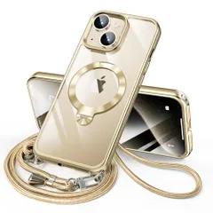 iPhone 13/14 用 ケース メッキデザイン & 特別なCD調スタンド」隠しストラップホール付き 多機能360度回転スタンド MagSafe ワイヤレス充電対応 耐衝撃 カメラレンズ保護 6.1インチ いphone13/14 用 ケース 薄型 透明 P