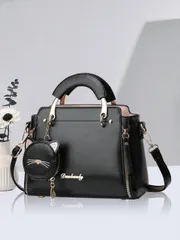 バッグ レディース ショルダーバッグ 文字デザイン ハンドバッグ、かわいい猫 コインパース付き、ファッショナブルミニクロスボディバッグ、レディースショルダーバッグ