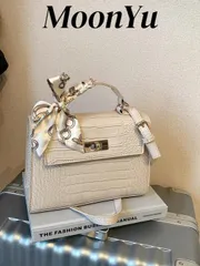 バッグ レディース ハンドルバッグ 女性用新型艶あるワニ柄ハンドバッグ、大容量、ファッショナブルでエレガント、ショルダーバッグとして使用可、ブラック、母の日のおすすめギフト