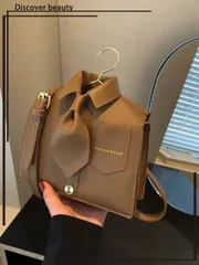 バッグ レディース ショルダーバッグ 女性用面白い襟型ハンドバッグ、ファッション ブラック フラップ クロスボディバッグ、ユニークなギフト