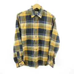 ジェイクルー J.CREW フランネルシャツ チェック 長袖 黄 紺 S *T984
