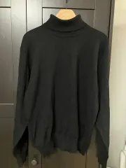 日本 ヴィンテージ ウール100 タートルネック ニット ブラック ニット