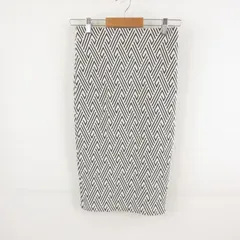 ザラ トラファルック ZARA Trafaluc タイトスカート ひざ丈 総柄 ストレッチ オフホワイト 白 黒 S *T498