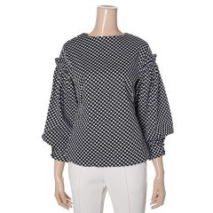 J.PRESS LADIES BLOCK DOTS プリント ギャザー ブラウス J.PRESS LADIES BLOCK DOTS プリント ギャザーブラウス - メルカリ