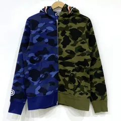 A BATHING APE アベイシングエイプ SPLIT CAMO SHARK FULL ZIP HOODIE シャーク フーディ パーカー 001ZPM301005M Sサイズ ※中古