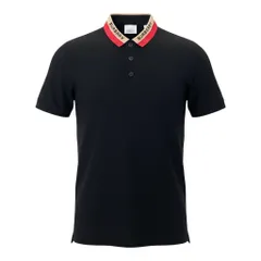86e1 BURBERRY LONDON ENGLAND バーバリー 2023ss EDNEY 半袖ポロシャツ カットソー ブランドロゴ 8039265 サイズM ブラック コットン100％ メンズ 紳士服u02t