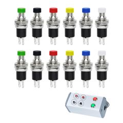 125V 3A 1A 7mm 미이 푸시 버튼 스위치 PBS-110 250V 푸시 버튼 스위치 6 색 12 개 세트 회로 제어에 사용 푸시 버튼 스위치 순간 푸시 버튼 스위치 전자 기기 RICISUNG