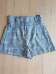 美品】BALMUNG グレンチェック ベルト装飾ショーツ ハーフパンツ 