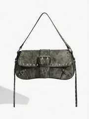 バッグ レディース ショルダーバッグ レディース ショルダーバッグ ホーボーバッグ ファッショナブル パーソナライズ 多用途 クール ストリート リベット タッセル ティーンエイジャー Y2Kスタイル ゴシックパン
