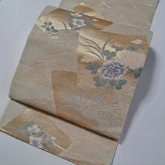 ◇606my57◇夏帯 紗 芙蓉 萩 薄 金糸 袋帯◇美品 - メルカリ
