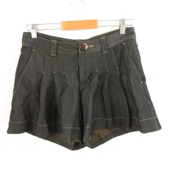 ボブソン BOBSON キュロット ショートパンツ プリーツ デニム地 黒 M *A190