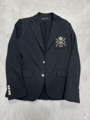 美品 ポロラルフローレン ダブルニット ジャカード ブレザー 黒 希少