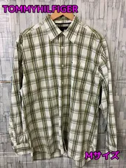 TOMMYHILFIGER メンズ カジュアル長袖シャツ 黄緑 チェック柄 Mサイズ【KH00338】