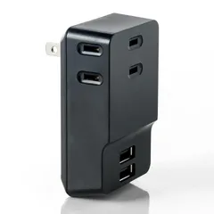 サンワダイレクト コンセントタップ USB AC3個口 USB2ポート 2.4A 雷ガード 小型 ブラック 700-AC016BK 1