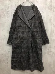 green label relaxing グリーンレーベルリラクシング 3625-199-1196 リバーノーカラー コート size36/グレー×チェック ◆■ レディース