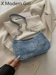 バッグ レディース ショルダーバッグ 装飾的なバックル、ステッチ、チェーンストラップショルダーバッグ、レディース装飾的なバックルショルダーバッグ、ストリートファッションホーボーバッグ、小~中サイズクロスボディバッグ