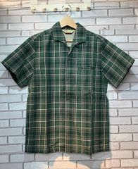 50s 60s フレンチ オンブレ 開襟 チェック シャツ 半袖 タグ付き