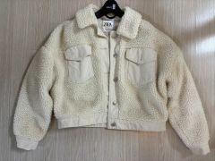 ZARA ケーブルニット パファー ダウンジャケット ホワイト M - メルカリ