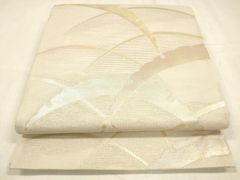 袋帯・薄物】西陣 まいづる 六通柄 正絹 芝草 生成 準礼装用 仕立て 