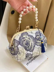 バッグ レディース ドレスバッグ 女性用エレガントビーズ刺繍タッセル フローラルプリントハンドバッグ、クラッチバッグ、イブニングパーティー、結婚式、バンケットに適しています。母の日、ブライズメイド、バレンタインデー