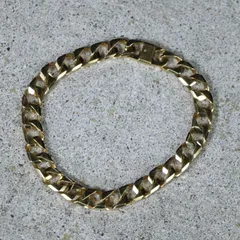 chunky flat curb chain vintage bracelet チャンキー フラット 喜平チェーン ヴィンテージ ブレスレット ゴールドカラーのサムネイル