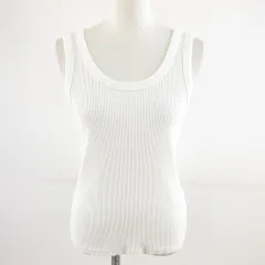 ユニクロ UNIQLO リブタンクトップ ストレッチ オフホワイト 白 M *A897