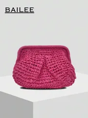 バッグ レディース クラッチバッグ 女性用夏用編み込みクロスボディバッグ タッセルチェーン付き、肩掛け ペーパー編み ビーチハンドバッグ ハンドメイド財布、1個 ライトベージュ ペーパー編みクラッチバッグ 女性用、
